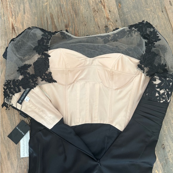 NWT-MGNY Soft Satin Evening Gown with Lace and Beaded Appliques - Picture 14 of 16